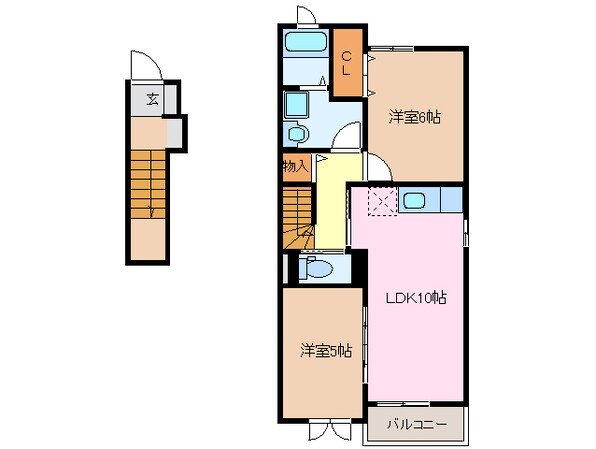 宮川駅 徒歩8分 2階の物件間取画像